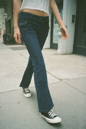 Džíny Brandy Melville Agatha Denim Tmavě Blankyt | CZ GUIKN-3407