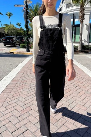 Kalhoty Brandy Melville Hayley Overalls Černé | CZ UVGQS-1265