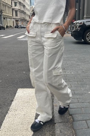 Kalhoty Brandy Melville Kim Cargo Bílé | CZ XQEZD-0671