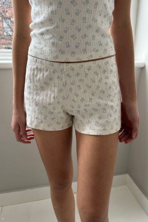 Kraťasy Brandy Melville Emery Teddy Bear Bílé | CZ TGNZR-0623