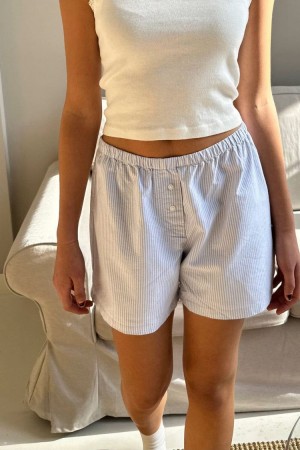 Kraťasy Brandy Melville Keira Long Pruhovaný Boxerské Blankyt | CZ VTYGH-4217