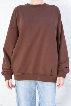 Mikina Brandy Melville Erica Oversized Hnědé | CZ CQGVS-5318
