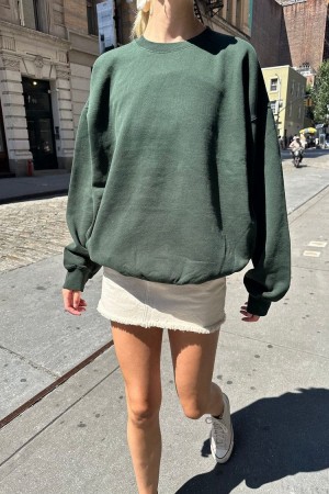 Mikina Brandy Melville Erica Oversized Tmavě Zelene | CZ DMWPV-9876