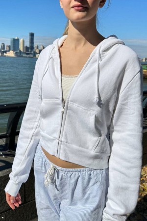 Mikina s Kapucí Brandy Melville Crystal Bílé | CZ MFCYD-2187