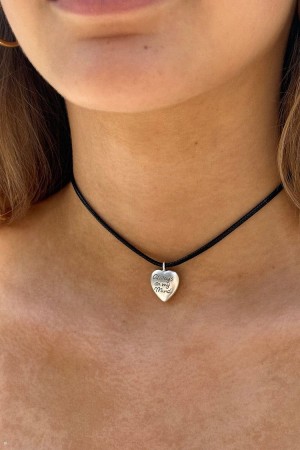 Náhrdelník Brandy Melville Always On My Mind Heart Rope Choker Stříbrné | CZ TOWRL-6024