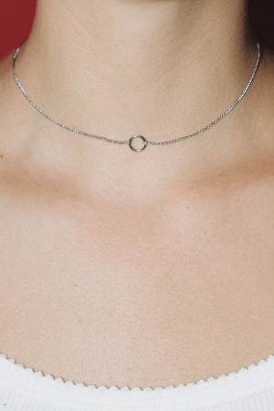 Náhrdelník Brandy Melville Circle Choker Stříbrné | CZ WJYDP-9471