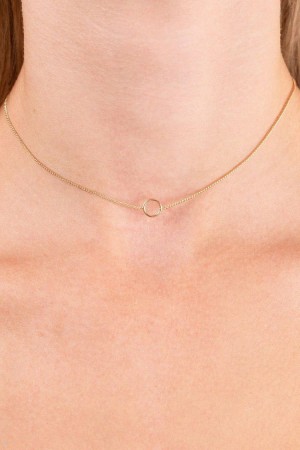 Náhrdelník Brandy Melville Circle Choker Zlaté | CZ OLWYG-2390