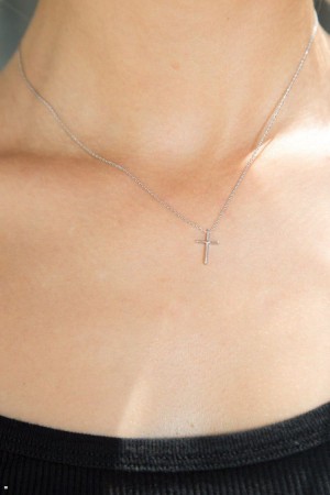 Náhrdelník Brandy Melville Cross Stříbrné | CZ XGFAM-5892