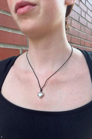 Náhrdelník Brandy Melville Heart Rope Stříbrné | CZ BJGWE-0293