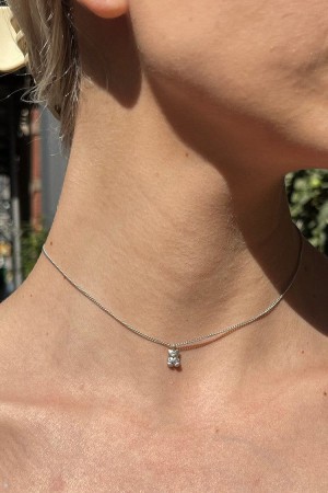 Náhrdelník Brandy Melville Teddy Bear Choker Stříbrné | CZ NJRYI-9586