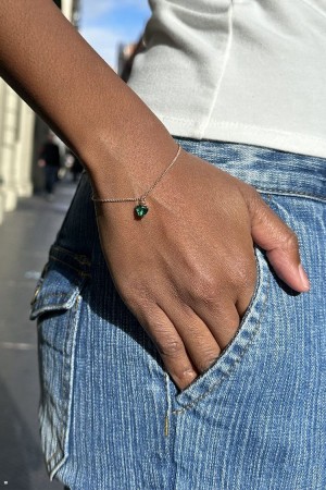 Náramek Brandy Melville Heart Charm Zlaté | CZ SRQZE-6942