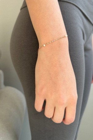 Náramek Brandy Melville Pink Bead Zlaté | CZ UBWMO-0251