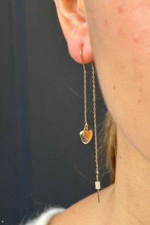 Náušnice Brandy Melville Drop Chain Heart Zlaté | CZ ALKCH-0357