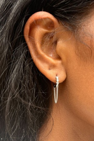 Náušnice Brandy Melville Mini Drop Hoop Stříbrné | CZ CVGMR-0796