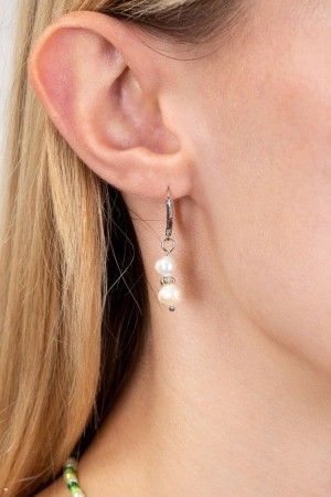 Náušnice Brandy Melville Pearl Drop Stříbrné | CZ DMRHP-0859