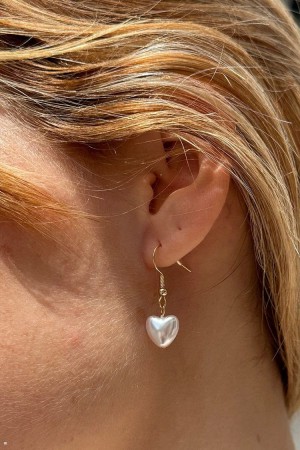 Náušnice Brandy Melville Pearl Heart Zlaté | CZ FQVCI-1503