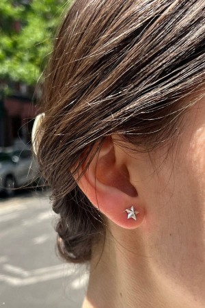 Náušnice Brandy Melville Star Stud Stříbrné | CZ UVWSO-5637