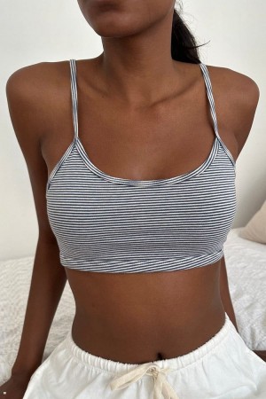 Podprsenky Brandy Melville Lainey Pruhovaný Tmavě Blankyt Bílé | CZ KLVSQ-2098