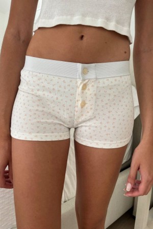 Spodní Prádlo Brandy Melville Boy Krátké Floral Bílé Růžové | CZ SDJGR-8526