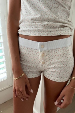Spodní Prádlo Brandy Melville Boy Krátké Floral Bílé Růžové Olivy Zelené | CZ ZGXBE-3576