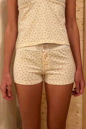 Spodní Prádlo Brandy Melville Boy Krátké Floral Bílé Blankyt | CZ PROKS-1039