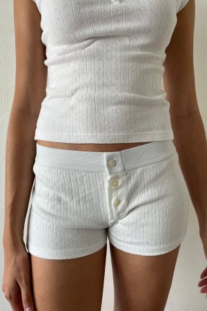Spodní Prádlo Brandy Melville Boyshort Eyelet Bílé | CZ SDGMI-7543