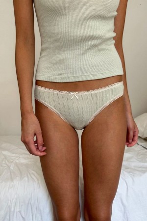 Spodní Prádlo Brandy Melville Eyelet Scalloped Béžový | CZ SVTMD-6920