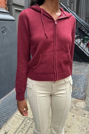 Svetr Brandy Melville Alana Zip-Up Vínové | CZ ERKML-0362