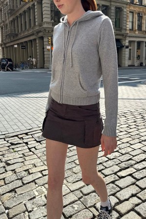 Svetr Brandy Melville Alana Zip-Up Šedé | CZ JHLPD-9823