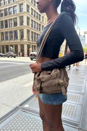 Tašky Brandy Melville Mini Messenger Tmavě Hnědé | CZ YXOED-4268