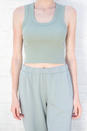 Tílko Brandy Melville Connor Tmavě Olivy Zelené | CZ YZUQH-4091