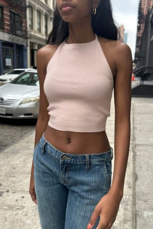 Tílko Brandy Melville Jordyn Halter Růžové | CZ HAFGL-6481