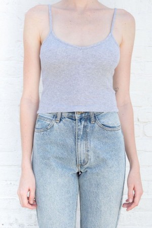 Tílko Brandy Melville Lorene Cropped Šedé | CZ BCXWV-9513
