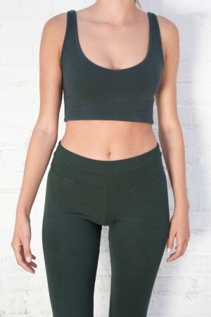 Tílko Brandy Melville Lydia Tmavě Zelene | CZ KGDZL-3475