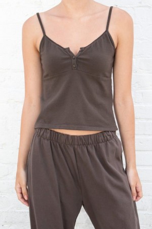 Tílko Brandy Melville Tiffany Tmavě Hnědé | CZ PDXCO-7309