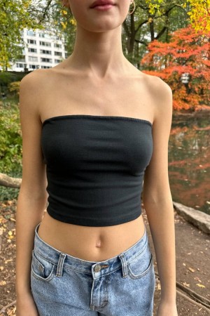 Topy Brandy Melville Amelia Crop Černé | CZ SGLFM-0836
