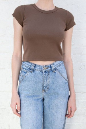 Topy Brandy Melville Ashlyn Hnědé | CZ WALNT-4712