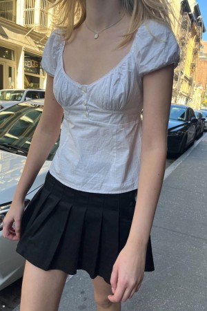 Topy Brandy Melville Blair Bavlněné Ruffle Bílé | CZ DEOXQ-7918