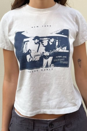 Topy Brandy Melville Chloe Sound Money Bílé | CZ QVLEI-7369