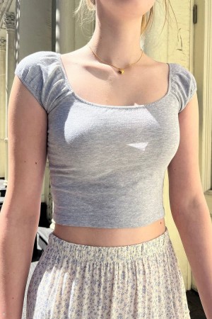 Topy Brandy Melville Eden Crop Šedé | CZ IVFNR-1309