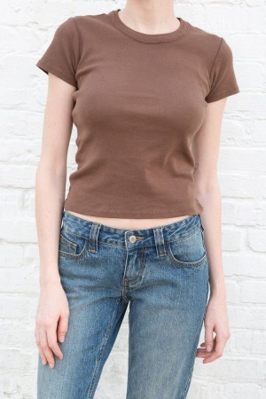 Topy Brandy Melville Hailie Hnědé | CZ XGLTU-6732