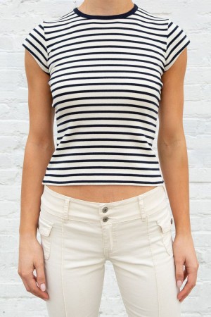 Topy Brandy Melville Hailie Long Pruhovaný Tmavě Blankyt Bílé | CZ UHNDP-3146