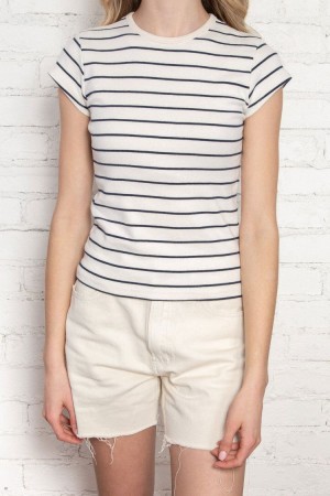 Topy Brandy Melville Hailie Long Pruhovaný Tmavě Blankyt Bílé | CZ YEZLD-6785