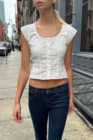 Topy Brandy Melville Matilda Bílé | CZ VQCJR-7163