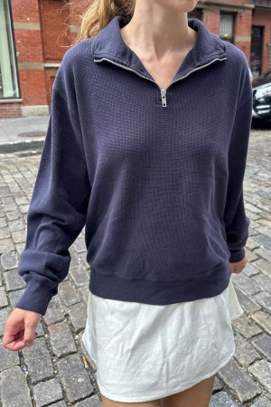 Topy Brandy Melville Missy Thermal Pullover Long Sleeve Tmavě Blankyt | CZ VGTWE-6283