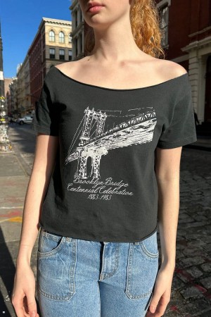 Topy Brandy Melville Robyn Brooklyn Bridge Tmavě Šedé | CZ MZOPE-8127