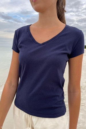 Topy Brandy Melville Safiya Tmavě Blankyt | CZ PHAUJ-8051