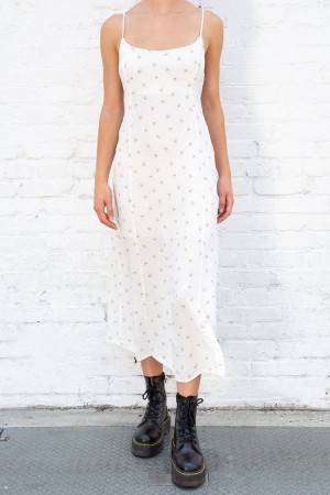 Šaty Brandy Melville Colleen Floral Slip Bílé Růžové | CZ WKFOI-5264