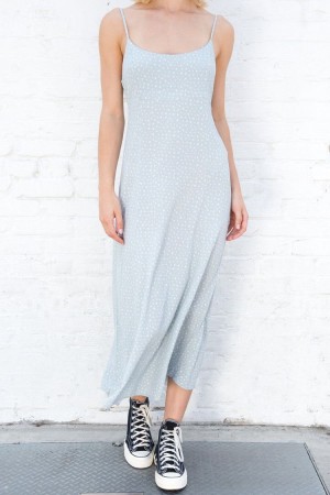 Šaty Brandy Melville Colleen Floral Slip Světle Blankyt Bílé | CZ PJNVB-5367