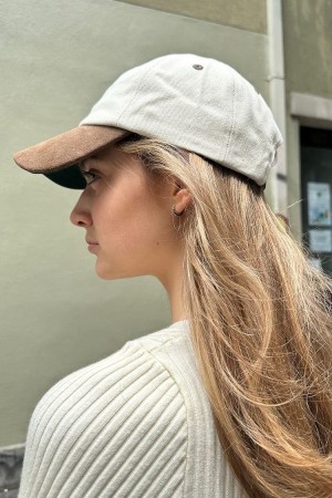 Čepice Brandy Melville Katherine Baseball Bílé Hnědé | CZ JGZXN-9273